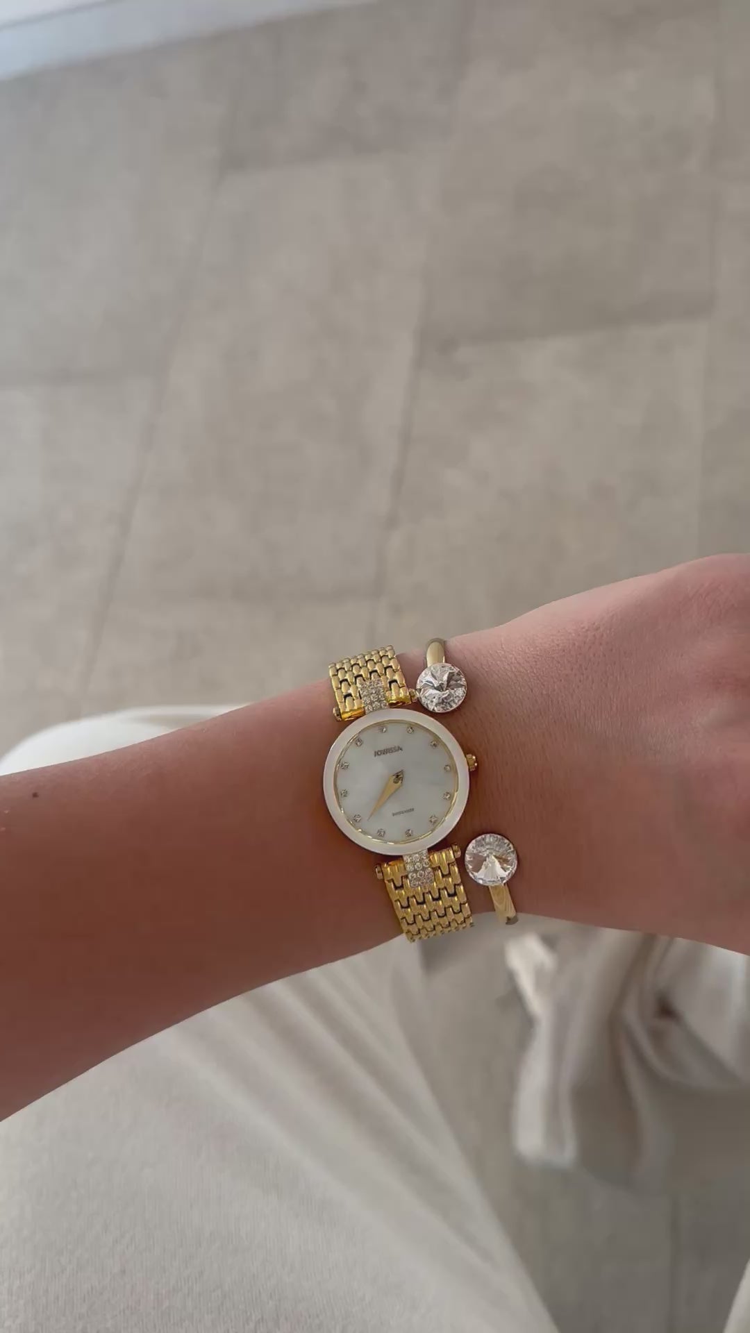 J5.633.M Swiss Ladies watch for women - swiss made watch with gold strap and white dial 