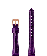 Lade das Bild in den Galerie-Viewer, Front View of 15mm purple / rose Glossy Croco Watch Strap E3.1473.M by Jowissa
